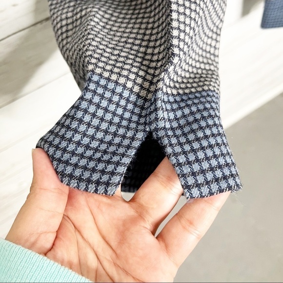 Piazza Sempione Blue Plaid Checkered Skinny Straight Leg Work Pants - Picture 4 of 9